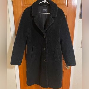 Abercrombie Black Sherpa Teddy Peacoat Size XL